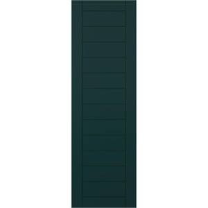 15 in. x 60 in. PVC Horizontal Slat Framed Modern Style Fixed Mount Board and Batten Shutters Pair in Thermal Green