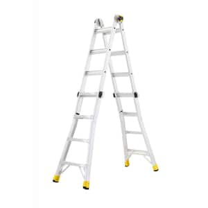 18 ft Reach Aluminum Multi-Position Ladder with Tool Hangers, 300 lbs. Load Capacity, Type IA Duty Rating