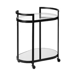 Eleonore Black Metal Frame 2-Tier with Glass Shelves Bar Cart