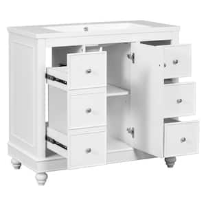 35.28 in. W x 18.2 in. D x 32.87 in. H Bath Vanity Cabinet without Top in White