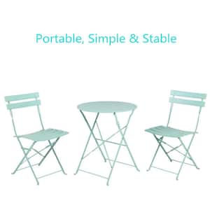 Mint Green 3-Piece Metal Outdoor Bistro Set, Outdoor bar Table and Chairs Set