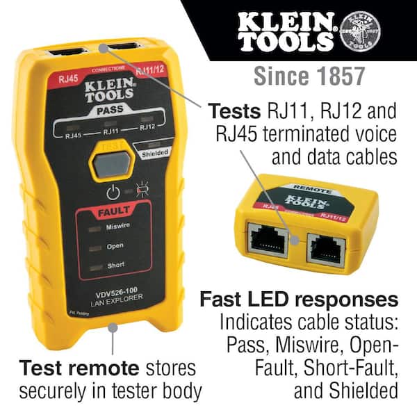 Klein Tools Tone and Probe Kit and LAN Explorer Data Cable Tester with Remote M2O41537KIT - The Home Depot