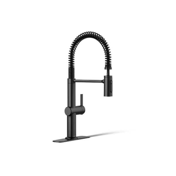 KOHLER Clarus Semi-Professional Single Handle Pull Down Sprayer Kitchen Faucet in Matte Black