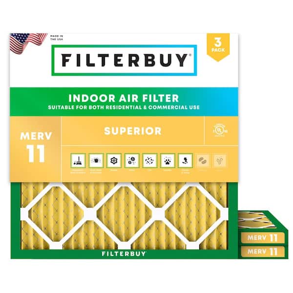 25 in. x 25 in. x 1 in. MERV 11 (FPR 7) Allergen Defense Pleated HVAC AC Furnace Air Filters Replacement (3-Pack)