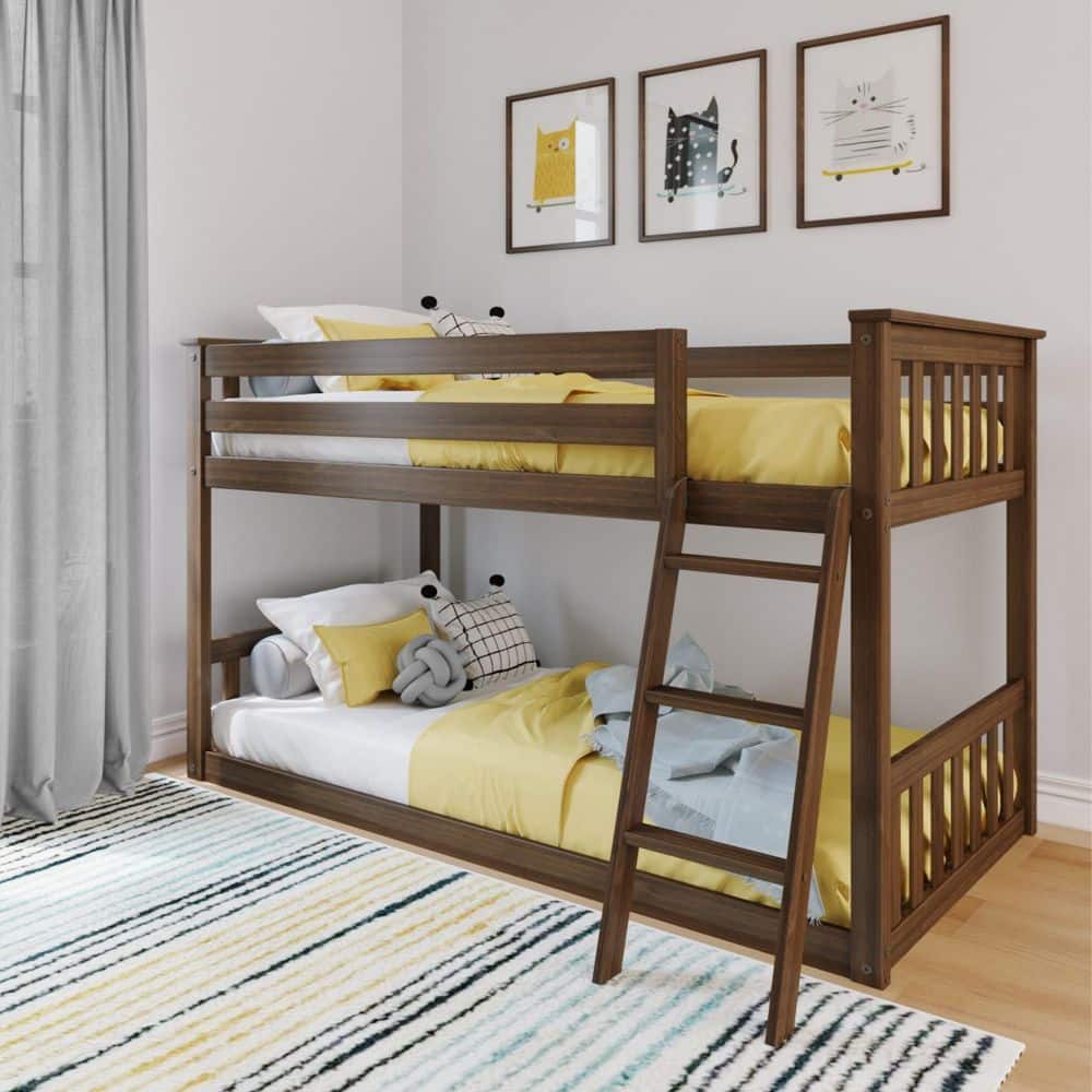 Walnut Twin Over Twin Low Bunk Bed with Ladder price history on PriceWatchPro