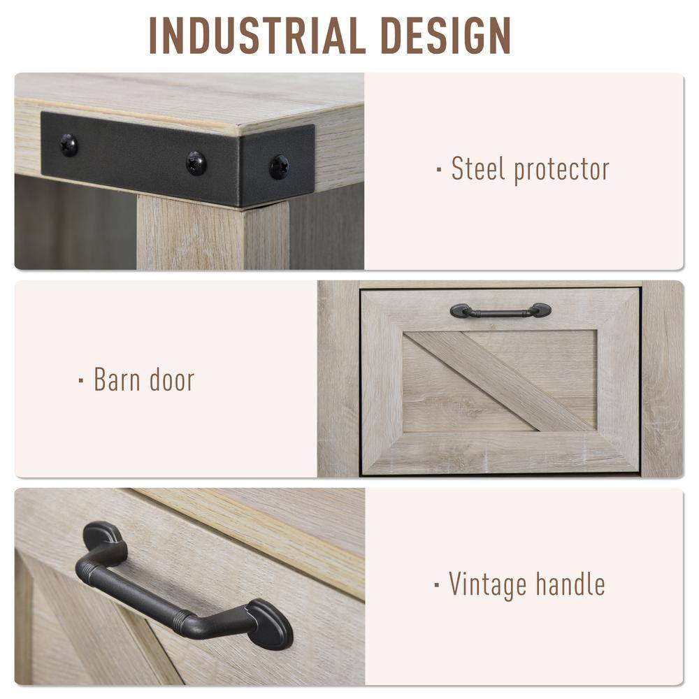 Industrial Oak Rectangular Side Table with Storage
