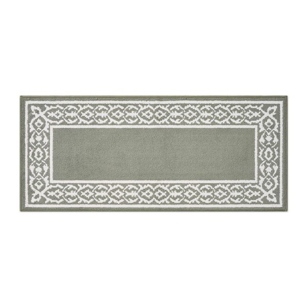 Lorreta Two-tone Ivory/Sage 2 ft. × 5 ft. Tufted Border Polypropylene Area Rug