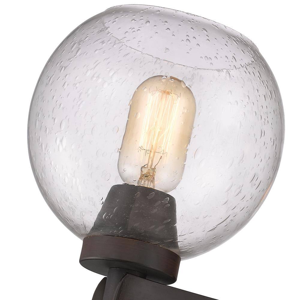 Rustic Mini Chandelier in Rubbed Bronze with Seeded Glass