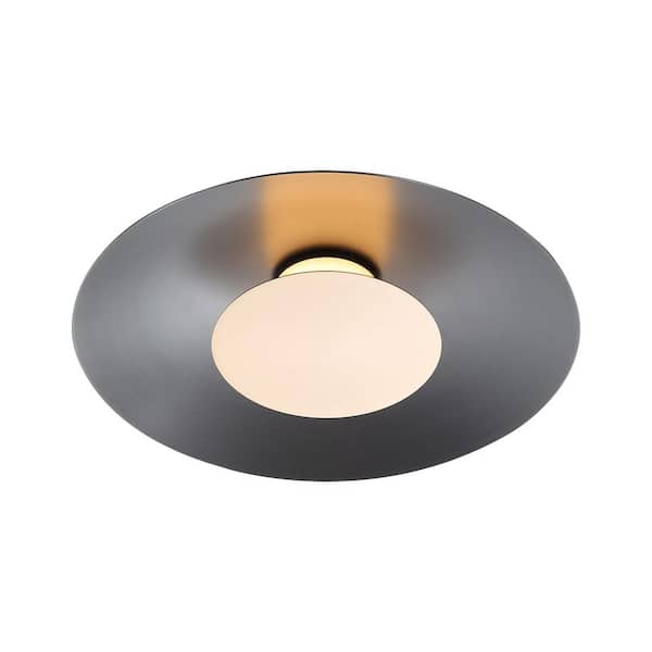 Golden Lighting - Luma 11.75 in. 12-Watt Soft Modern Graphite Integrated LED Flush Mount with French Gold Shade