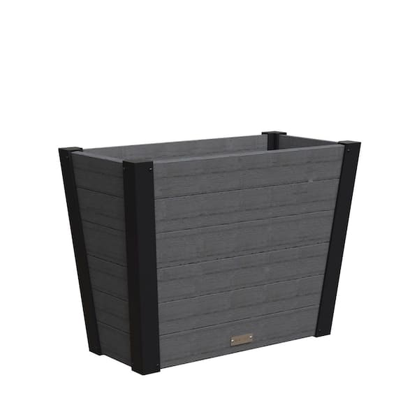 Horizon 30in Long Charcoal Plastic Vinyl Rectangle Outdoor Trough Planter
