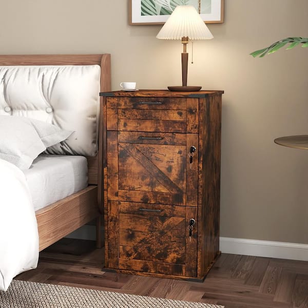 3-Drawer Brown Wood 17. 72 in. W Vertical File Cabinet