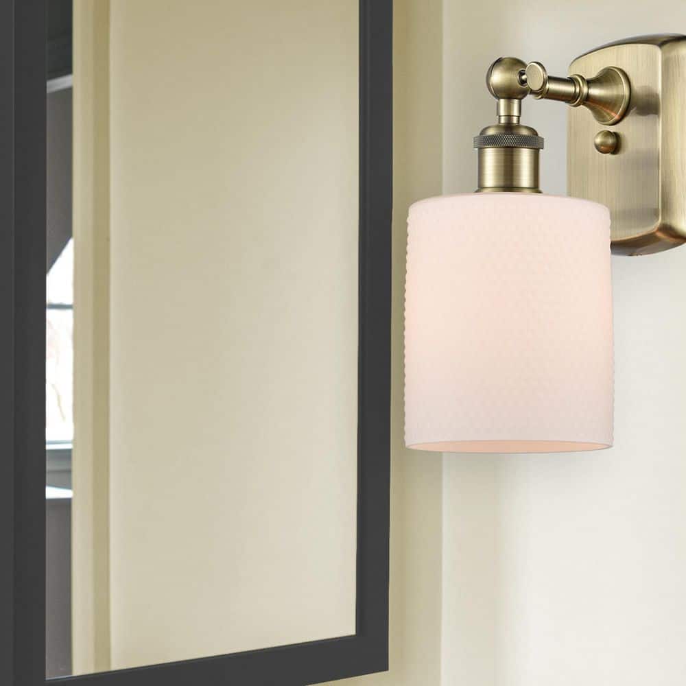 Cobbleskill 1-Light Matte White Wall Sconce with White Glass Shade price history on PriceWatchPro
