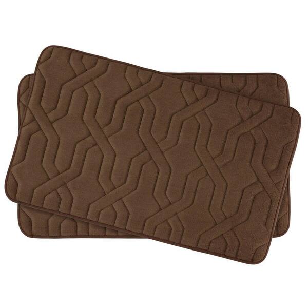 BounceComfort Drona Mocha 17 in. x 24 in. Memory Foam 2-Piece Bath Mat Set