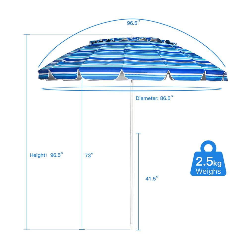 8 ft. Beach Umbrella Outdoor Patio Garden with Carrying Bag Sand Anchor Navy Blue price history on PriceWatchPro