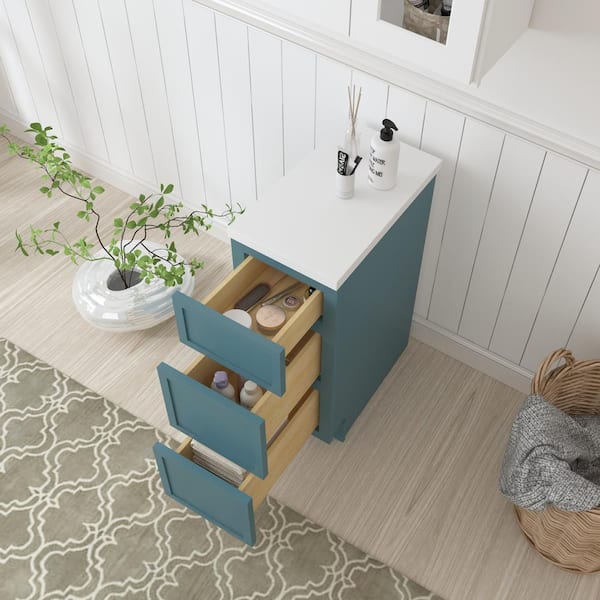 Vanity Art 12 in. W x 21 in. D x 32.5 in. H 3-Drawer Bath Vanity Cabinet Only in Sea Green
