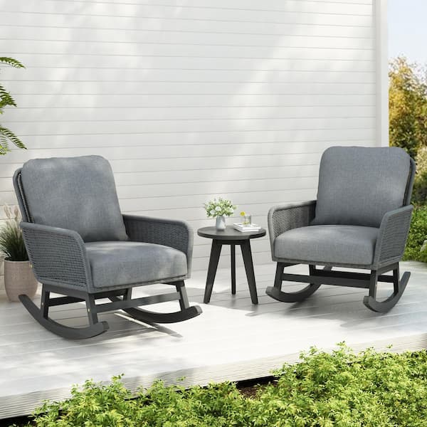 ３つセット Outdoor Acacia Wood 3-Piece Lounge Set, Teak Finish with