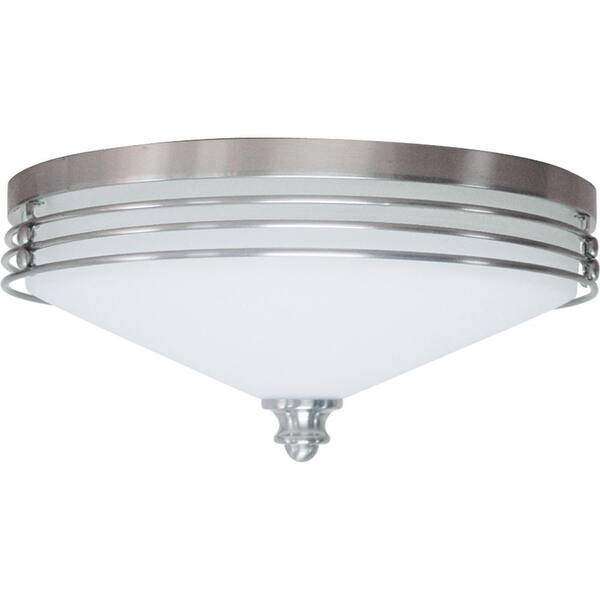 Volume Lighting Avila 3-Light Indoor Brushed Nickel Flush Mount Ceiling Fixture with White Glass