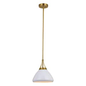 Dayna 1-Light White and Brass Contemporary Pendant Light with Metal Shade