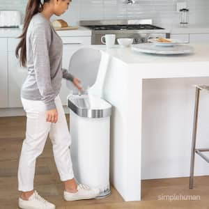 12 Gal. Steel Slim Step Trash Can in White