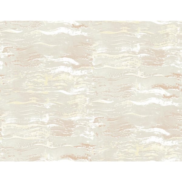 Graphic Wave Metallic Champagne and Bisque Paper Strippable Roll (Covers 60.75 sq. ft.)