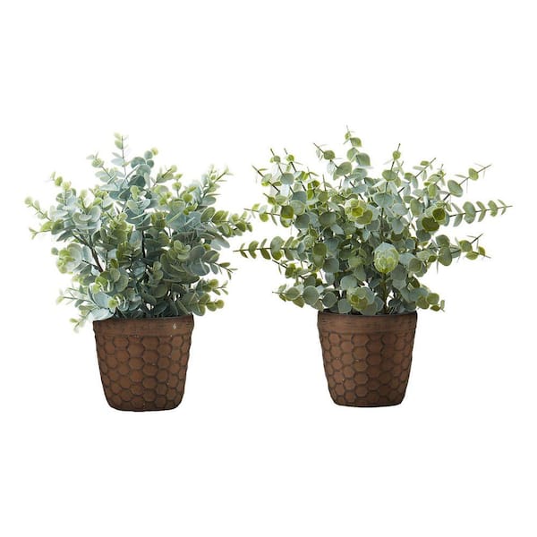 OPICUTE 1.04 ft. Artificial Eucalyptus Tree in Pot (Set of 2)