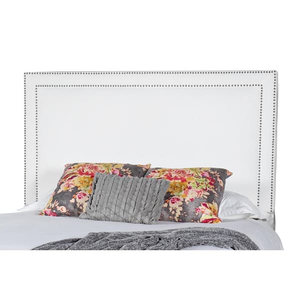 Leffler Home Brookside King Upholstered Headboard in Peyton Pearl with Silver Nailhead