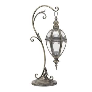 31 in. Tall Victorian Style Lantern in Frosted Silver