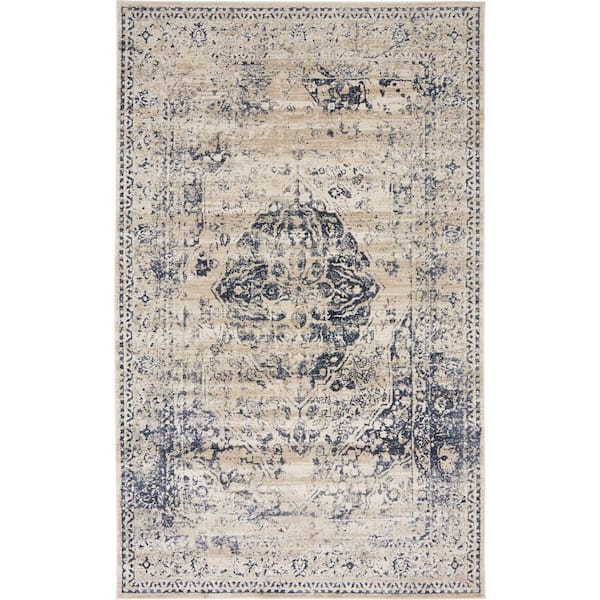 Unique Loom Chateau Hoover Dark Blue 4' 0 x 6' 0 Area Rug