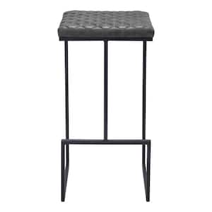 29.5 in. Gray Backless Metal Bar Chair with Upholstery Seat