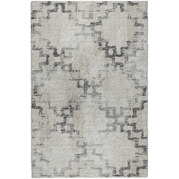 Dream Shag Premium Machine Washable Abstract ADS121 Taupe 8 ft. x 10 ft. Area Rug