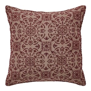 Custom House Natural Burgundy Country Jacquard 9 in. x 9 in. Throw Pillow