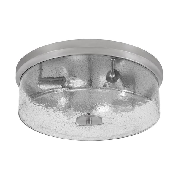 Unbranded Ashland 17 in. 4 Light Brushed Nickel Flush Mount with Smoke Bubble Glass Shade No Bulbs Included