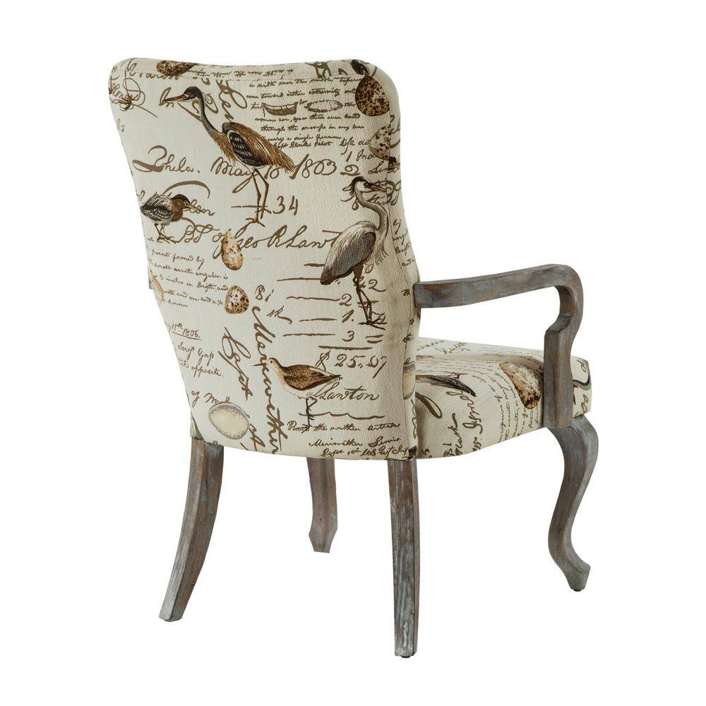 Handcrafted Ivory Microfiber Accent Chair with Birch Frame
