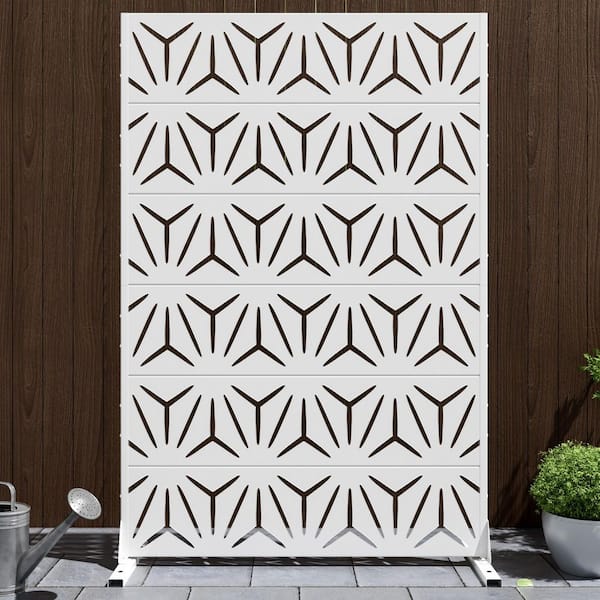 Lirago 72 in. x 47 in. White Privacy Screen Galvanized Freestanding Panel