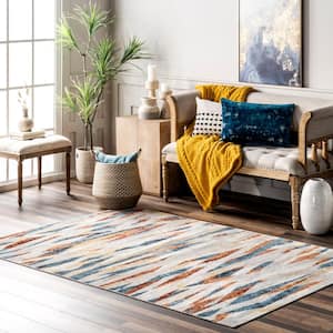 Katya Contemporary Waves Machine Washable Multi 5 ft. 3 in. x 7 ft. 6 in. Area Rug
