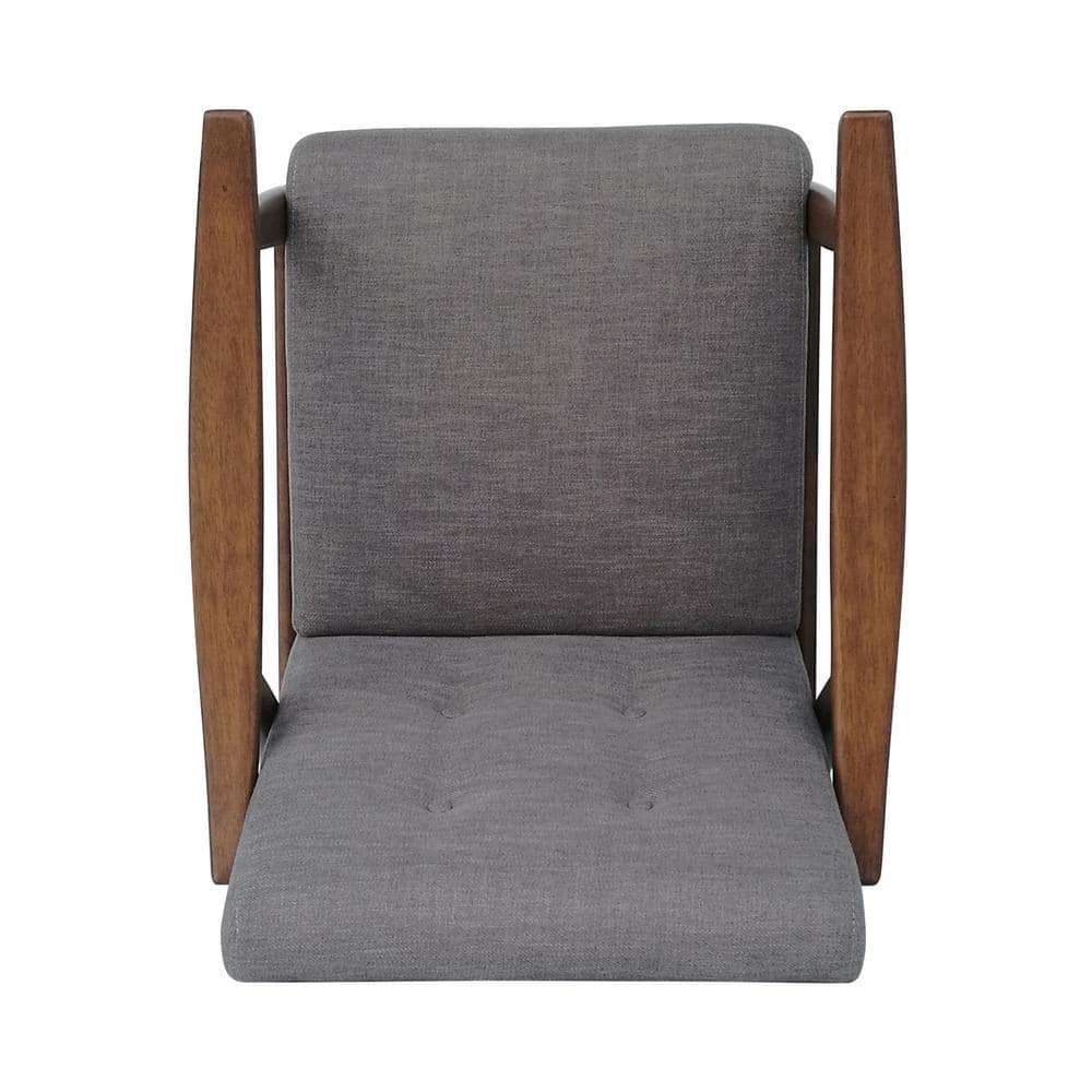 Handcrafted Dark Grey Wood Square Arm Accent Chair