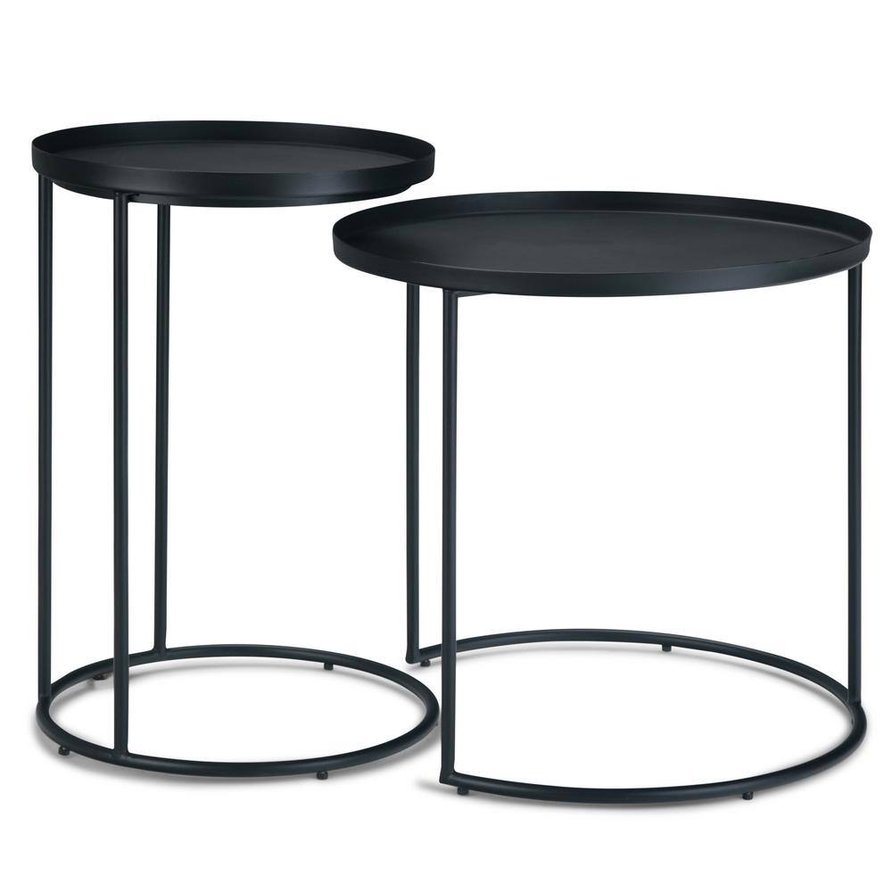 Black Round Metal 2-Piece Nesting Tables