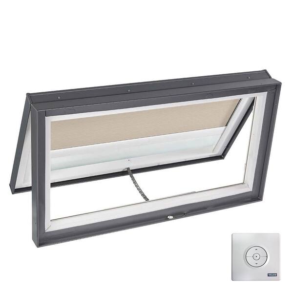 VELUX 46.5 in. x 22.5 in. Solar Powered Venting Curb-Mount Skylight, Laminated LowE3 Glass, Classic Sand Light Filtering Blind
