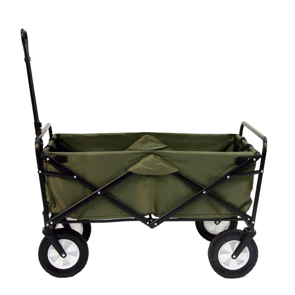 Green Collapsible Folding Steel Frame Outdoor Utility Wagon Cart