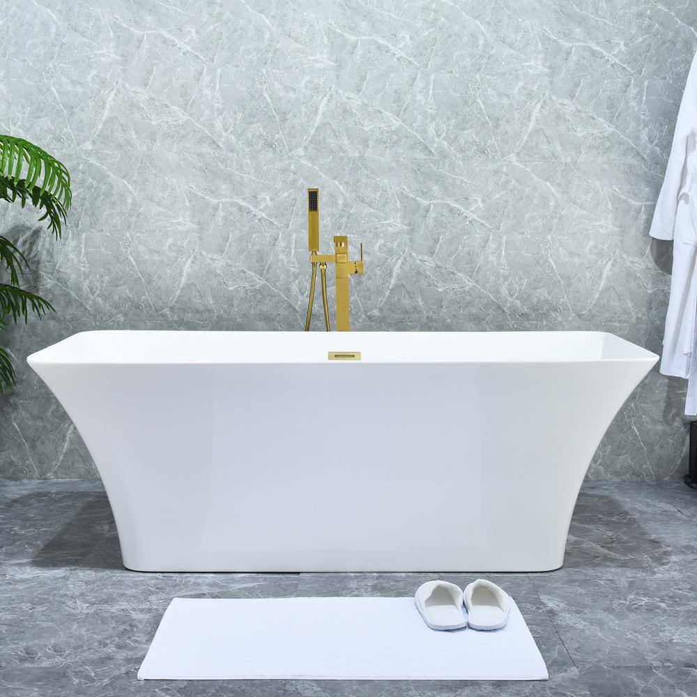 Brushed Gold Stainless Steel Freestanding Tub Filler with Handshower