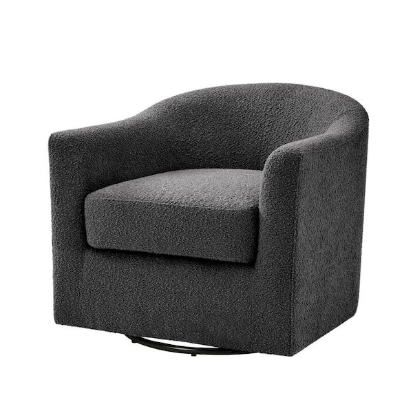 JAYDEN CREATION Catalina Charcoal Contemporary Upholstered Swivel Barrel Chair