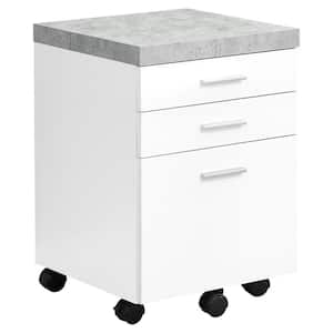 White Filing Cabinet on Castors with 3-Drawers