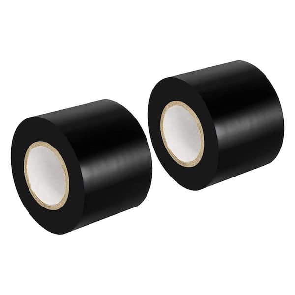 2 in. x 50 ft. Electrical Insulation Tape Roll Black 2 Pack PVC Waterproof for Outdoor Pipes Windows Cold Weather