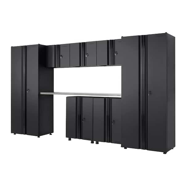 Husky 8-Piece Regular Duty Welded Steel Garage Storage System in Black (133 in. W x 75 in. H x 19.6 in. D)