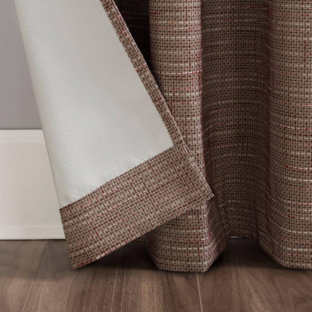 Russet Linen Burlap Weave Thermal Blackout Curtain Panel 52" x 84"