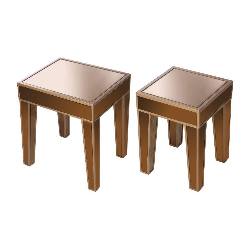 Benjara 18.5 In. Brown Rectangular Wood Top End Table (Set Of 2 ...