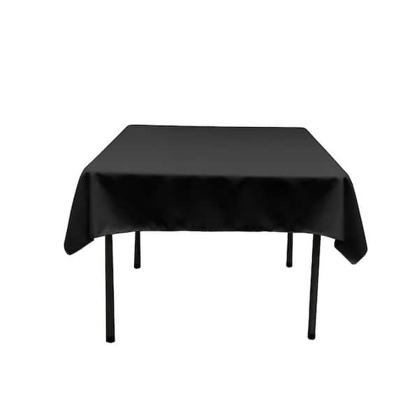 58 in. x 58 in. Black Polyester Poplin Square Tablecloth