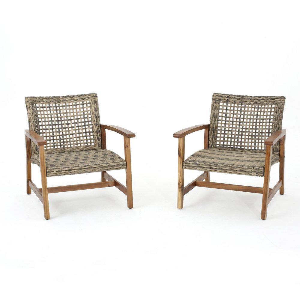 Wicker Outdoor Dining Chair with Acacia Wood Frame Set of 2 DC-1211036 ...