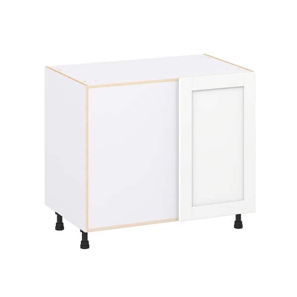 Milton 39 in. W x 24 in. D x 34.5 in. H Assembled Shaker Left Pullout Blind Corner Kitchen Cabinet in Bright White