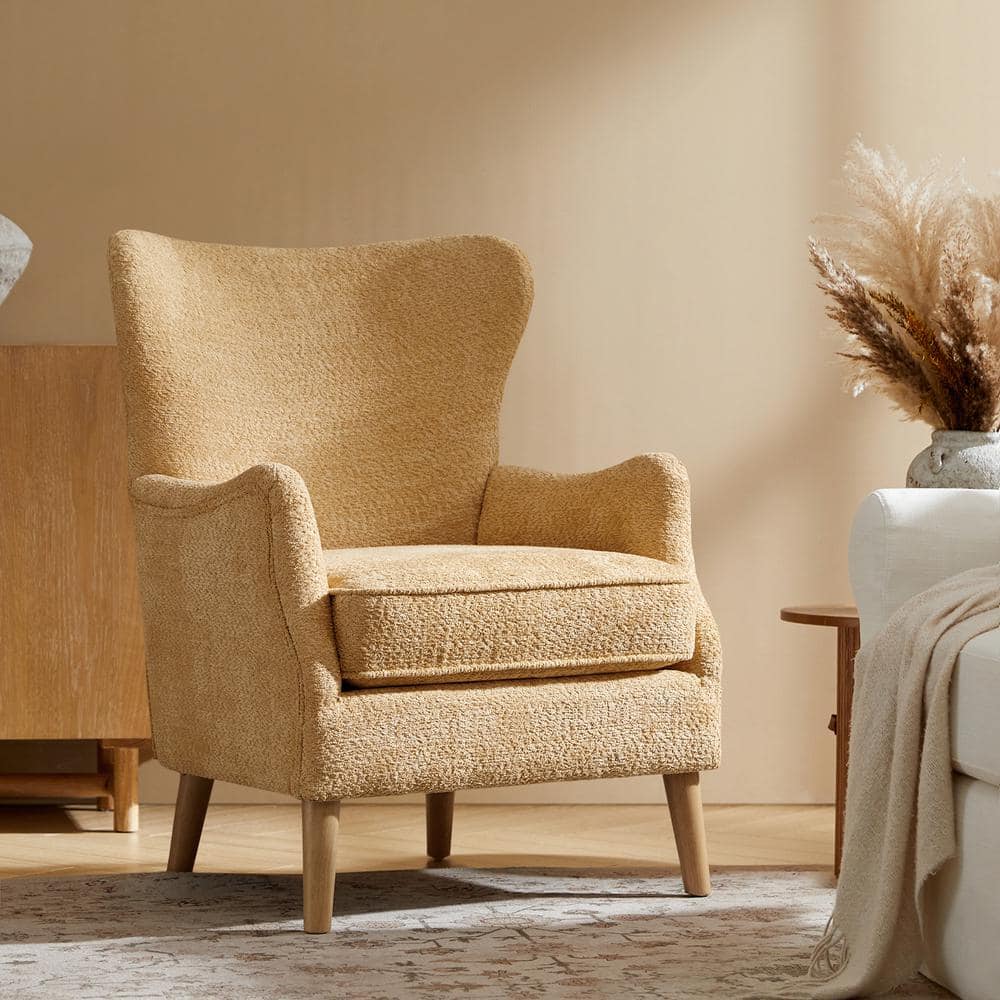 JAYDEN CREATION Doris Camel 28.5 in. Modern Arm Chair with